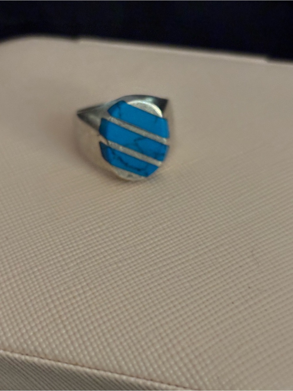 Turquoise Inlay Sterling Silver Ring - Turquoise Accent